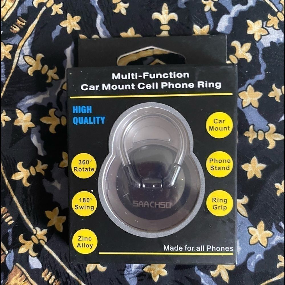 Cell phone ring grip, ring stand, car mount. NWB.